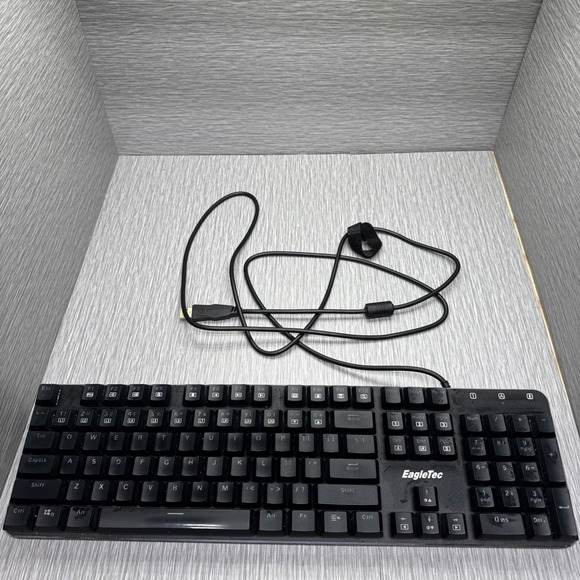 EagleTec KG010 Wired Mechanical Keyboard 104-Key USB Black Blue Switch Gaming - Picture 1 of 7